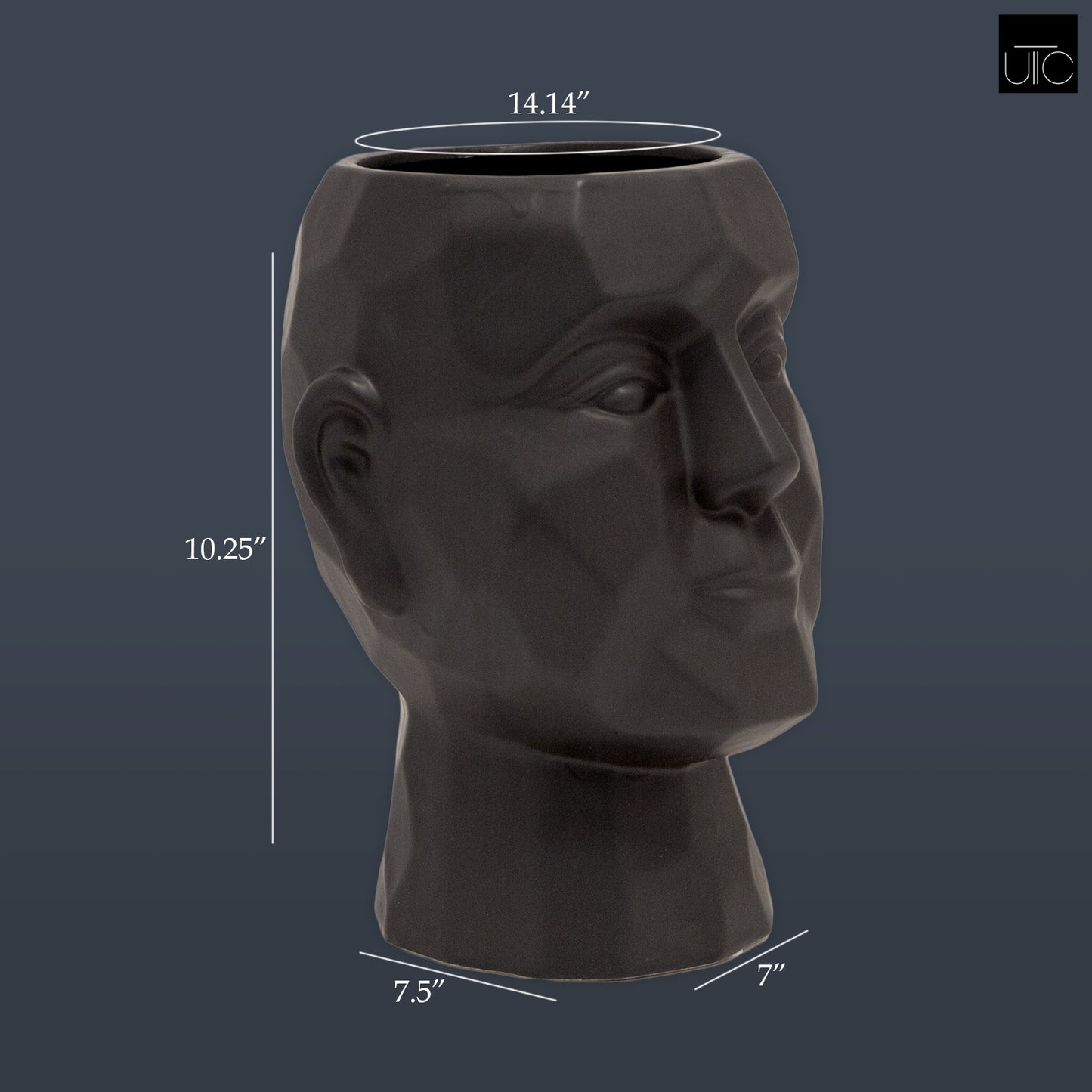 Bailey Cubic Pattern Ceramic Head Pot