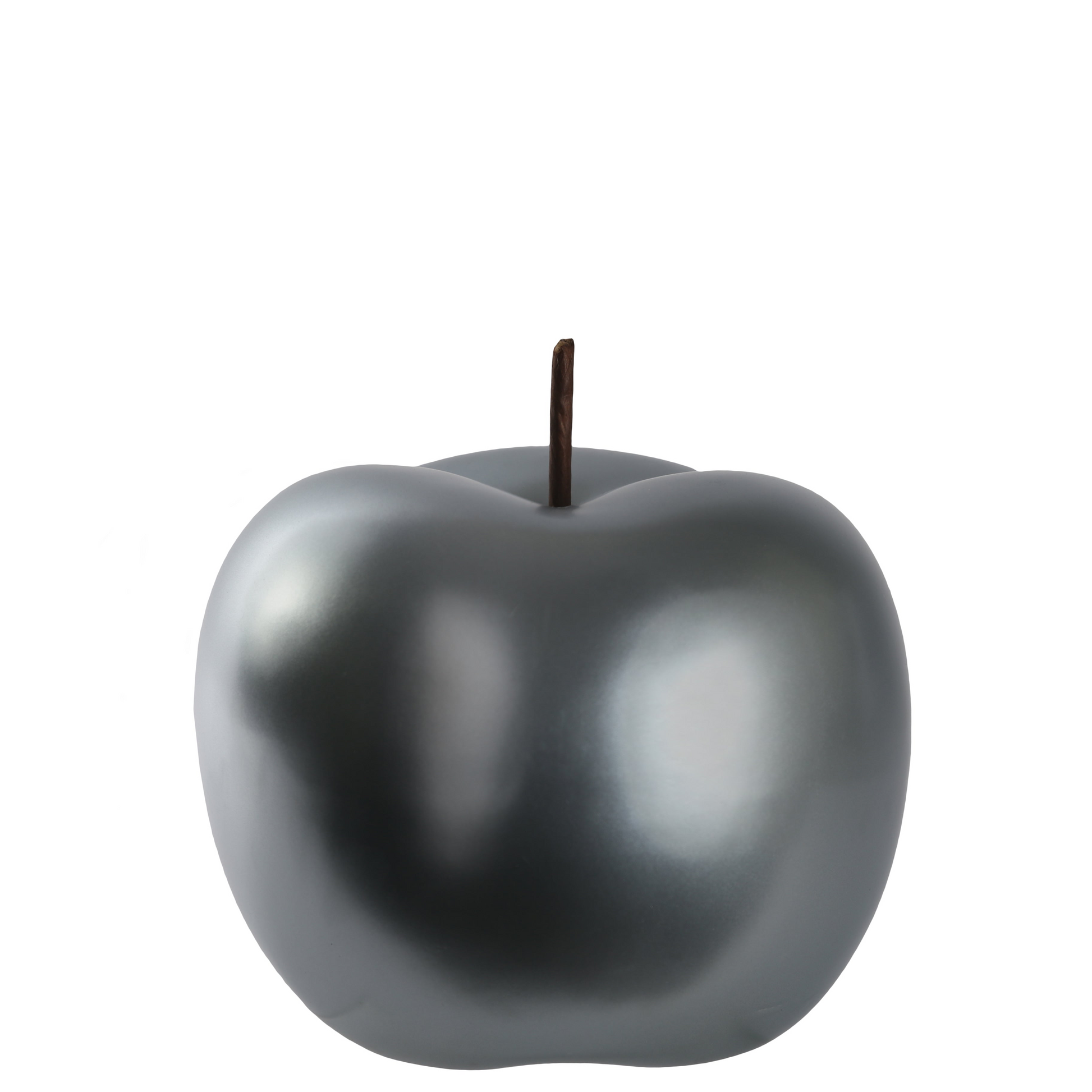 Gray apple-shaped candle on a white background
