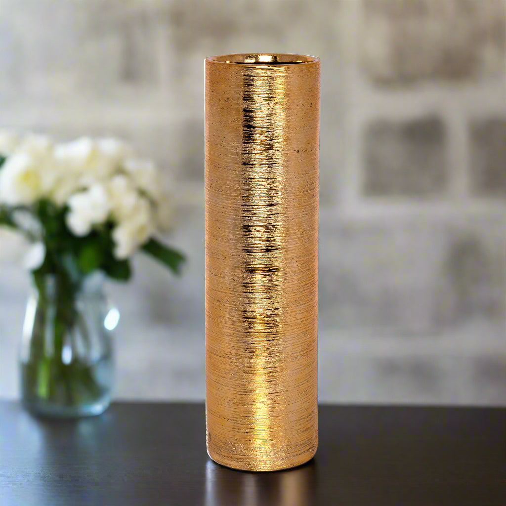 Kaelor Brushed Gold Ceramic Vase