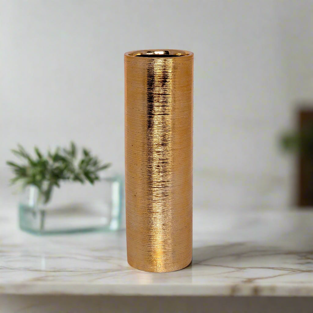 Kaelor Brushed Gold Ceramic Vase