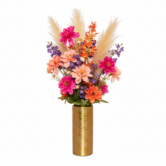 Kaelor Brushed Gold Ceramic Vase