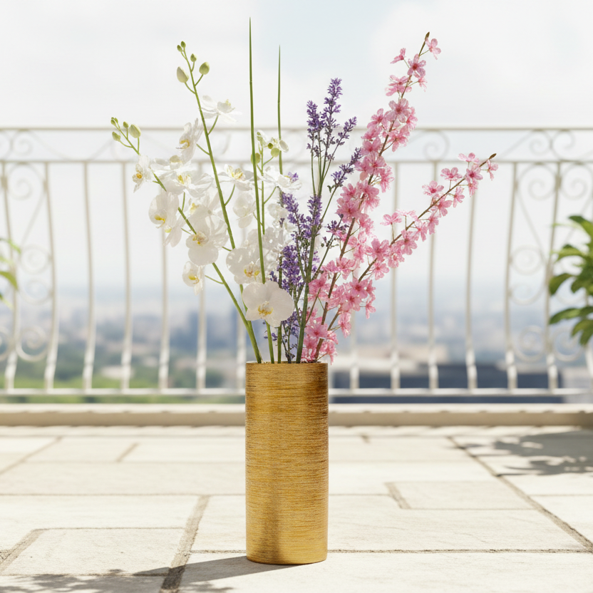 Kaelor Brushed Gold Ceramic Vase