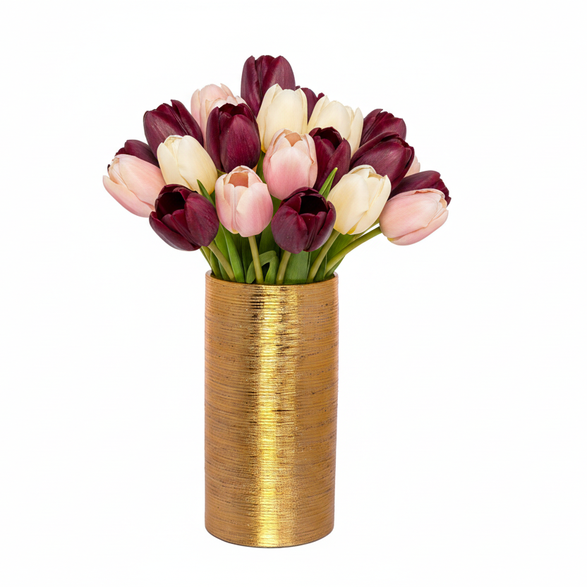 Kaelor Brushed Gold Ceramic Vase