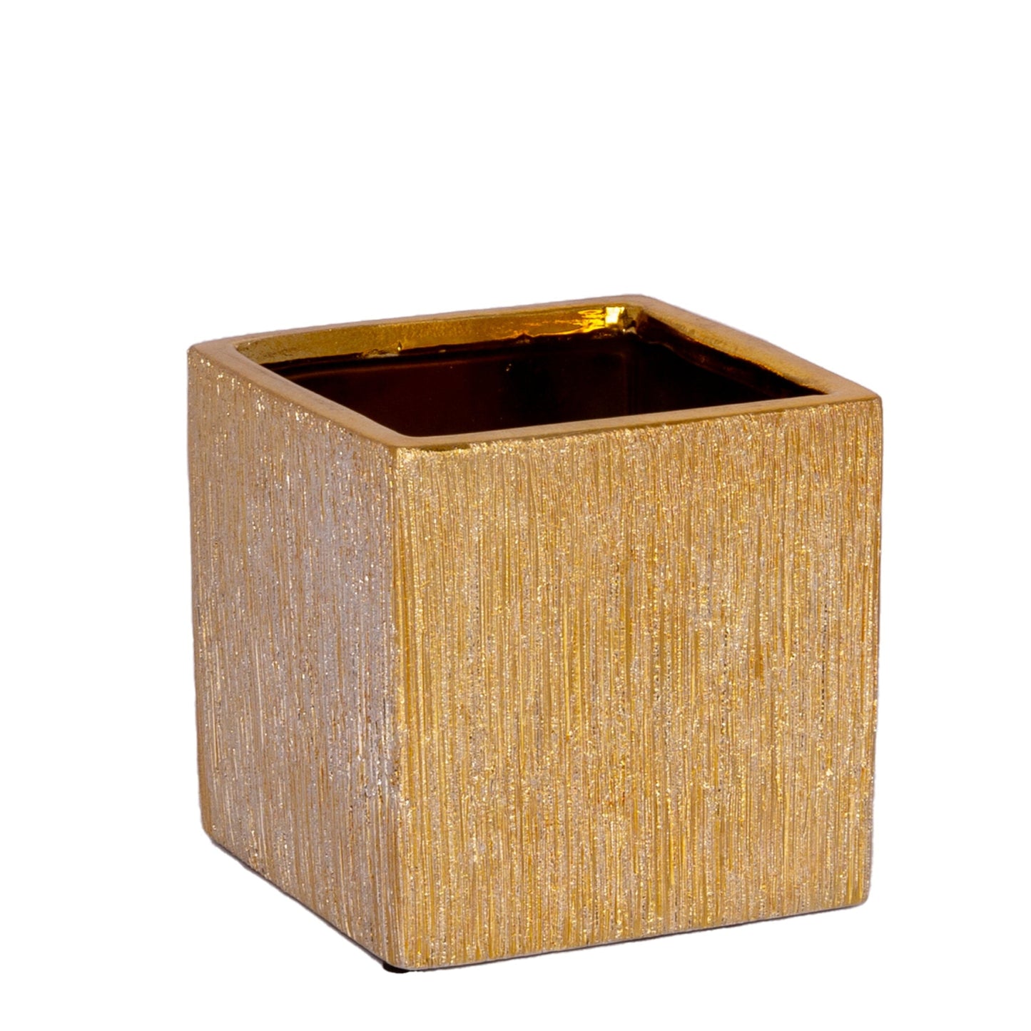 Poppy Ceramic Brushed Golden Square Pot