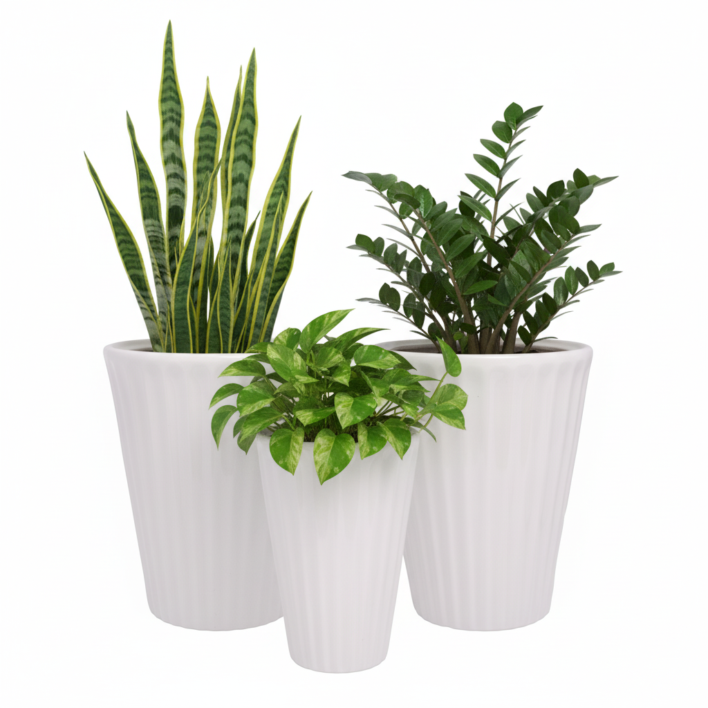 Ronja Fluted Tapered Ceramic Pot (Set of 3)