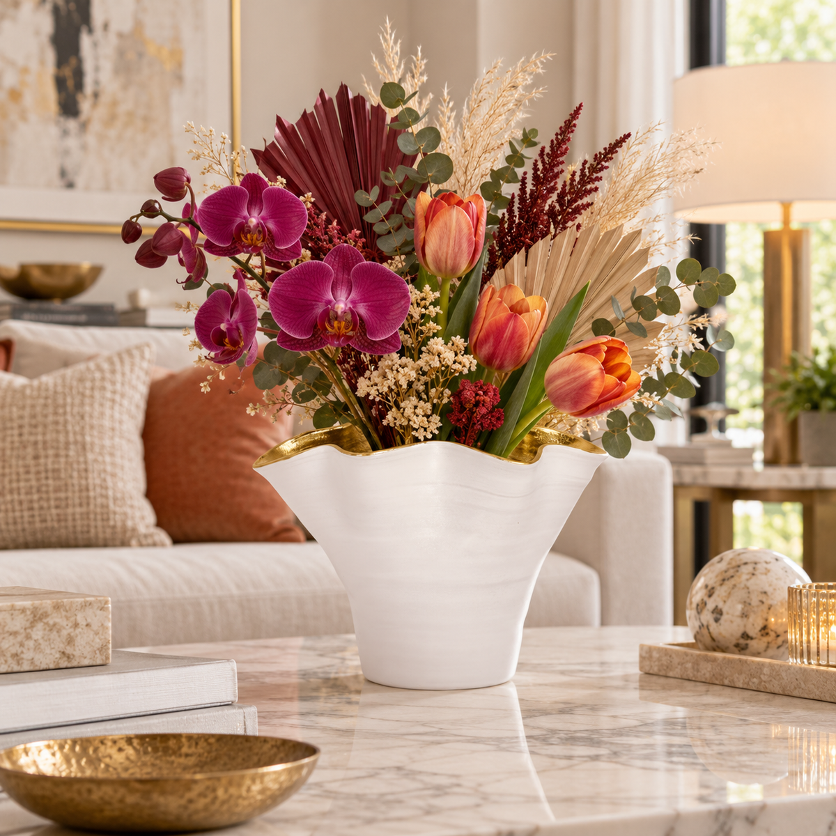 Ulysse Ruffled Rim Ceramic Vase