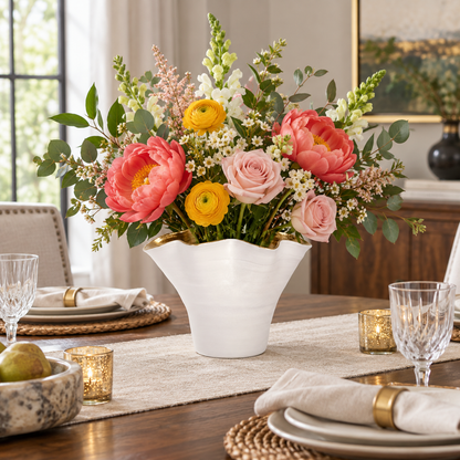 Ulysse Ruffled Rim Ceramic Vase