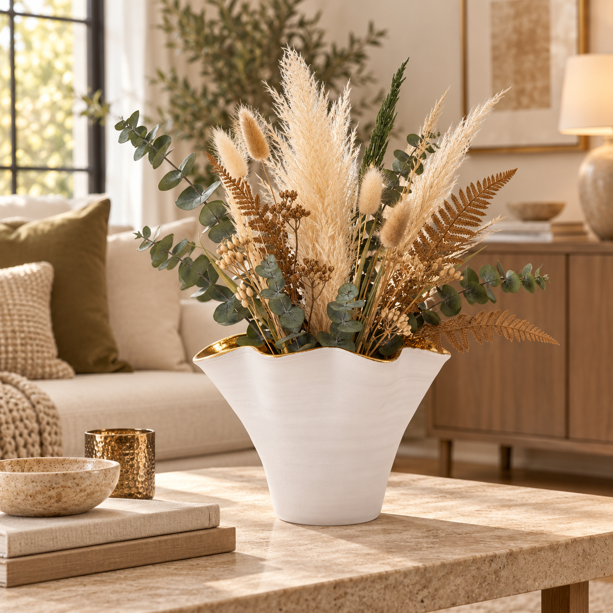 Ulysse Ruffled Rim Ceramic Vase