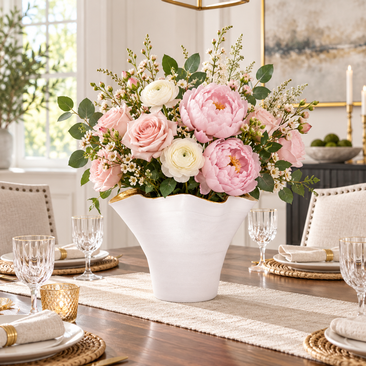 Ulysse Ruffled Rim Ceramic Vase