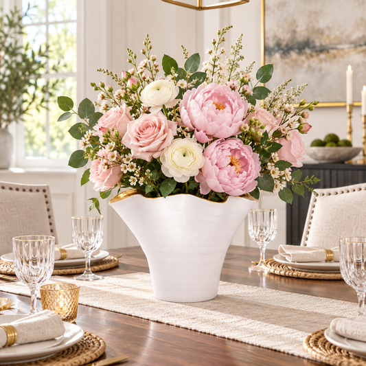 Ulysse Ruffled Rim Ceramic Vase