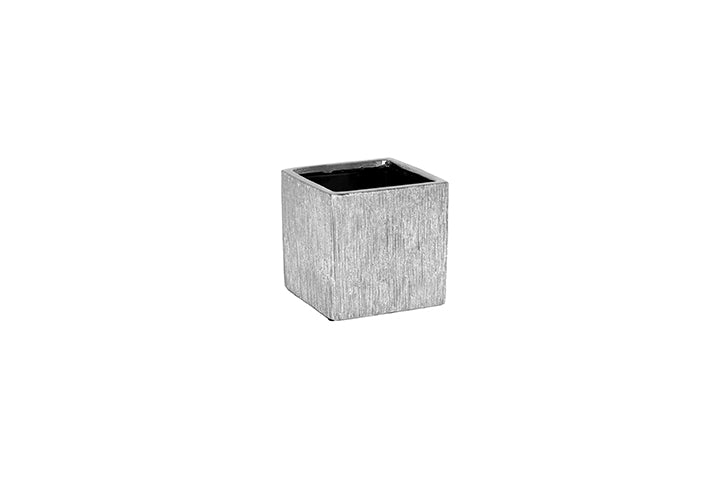 Rectangular planter with a textured finish on a white background