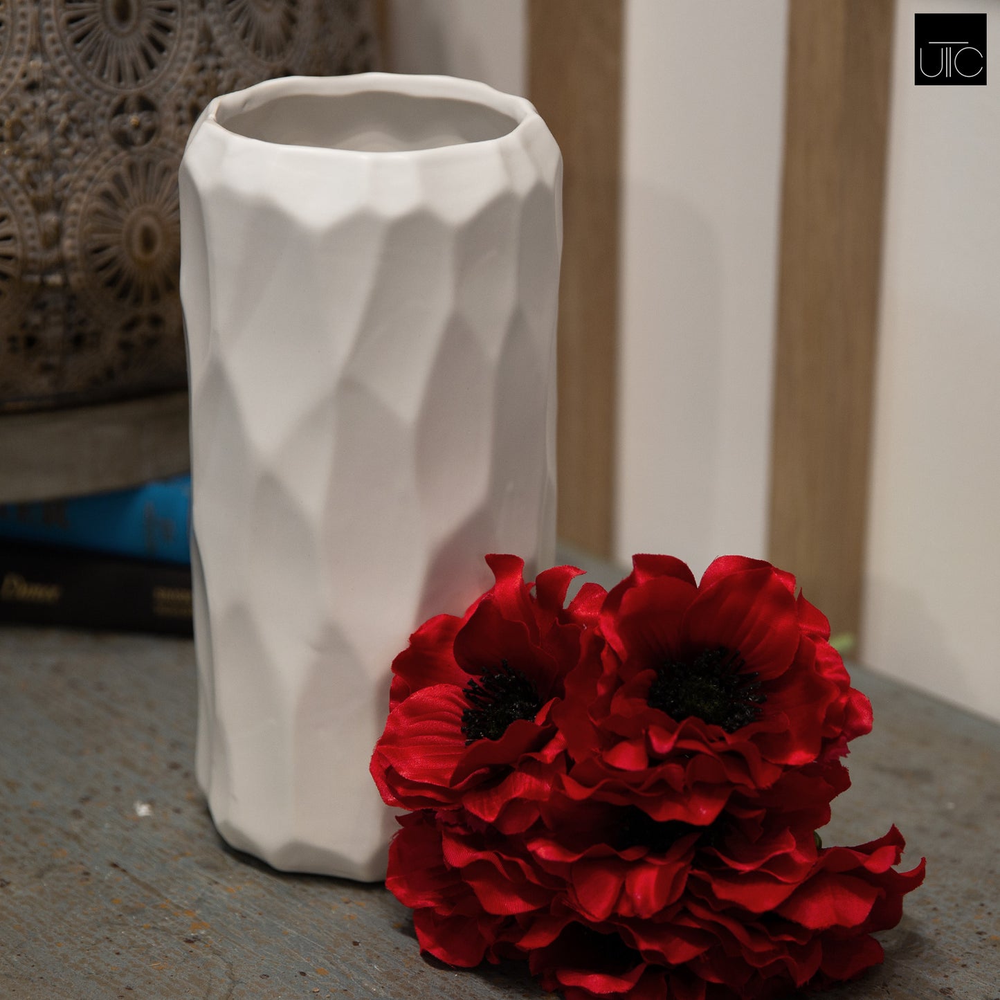 Hale Embossed Ceramic Cylindrical Vase