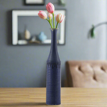 Nora Navy Ceramic Drip Rim Vases
