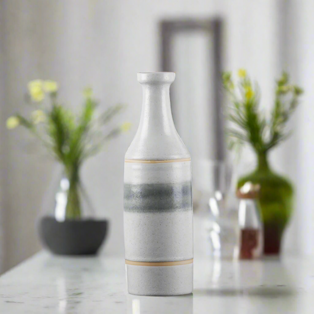Caelis Banded Bottle Ceramic Vases