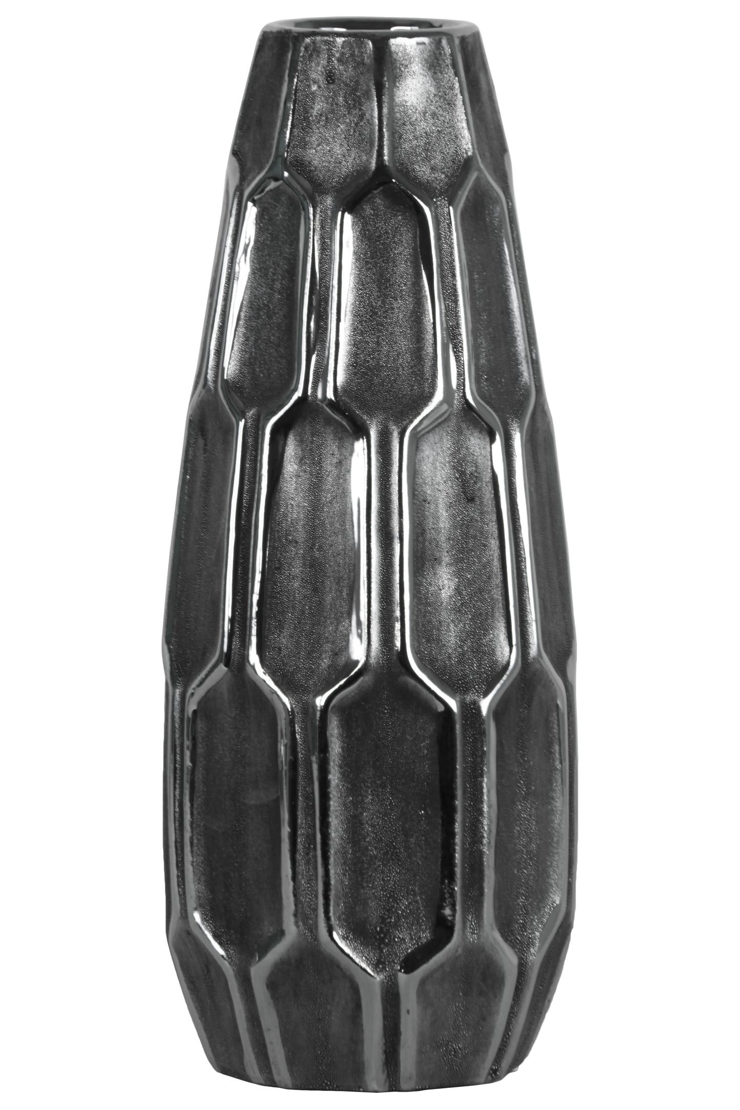 Ceramic Vase Distressed Finish Silver