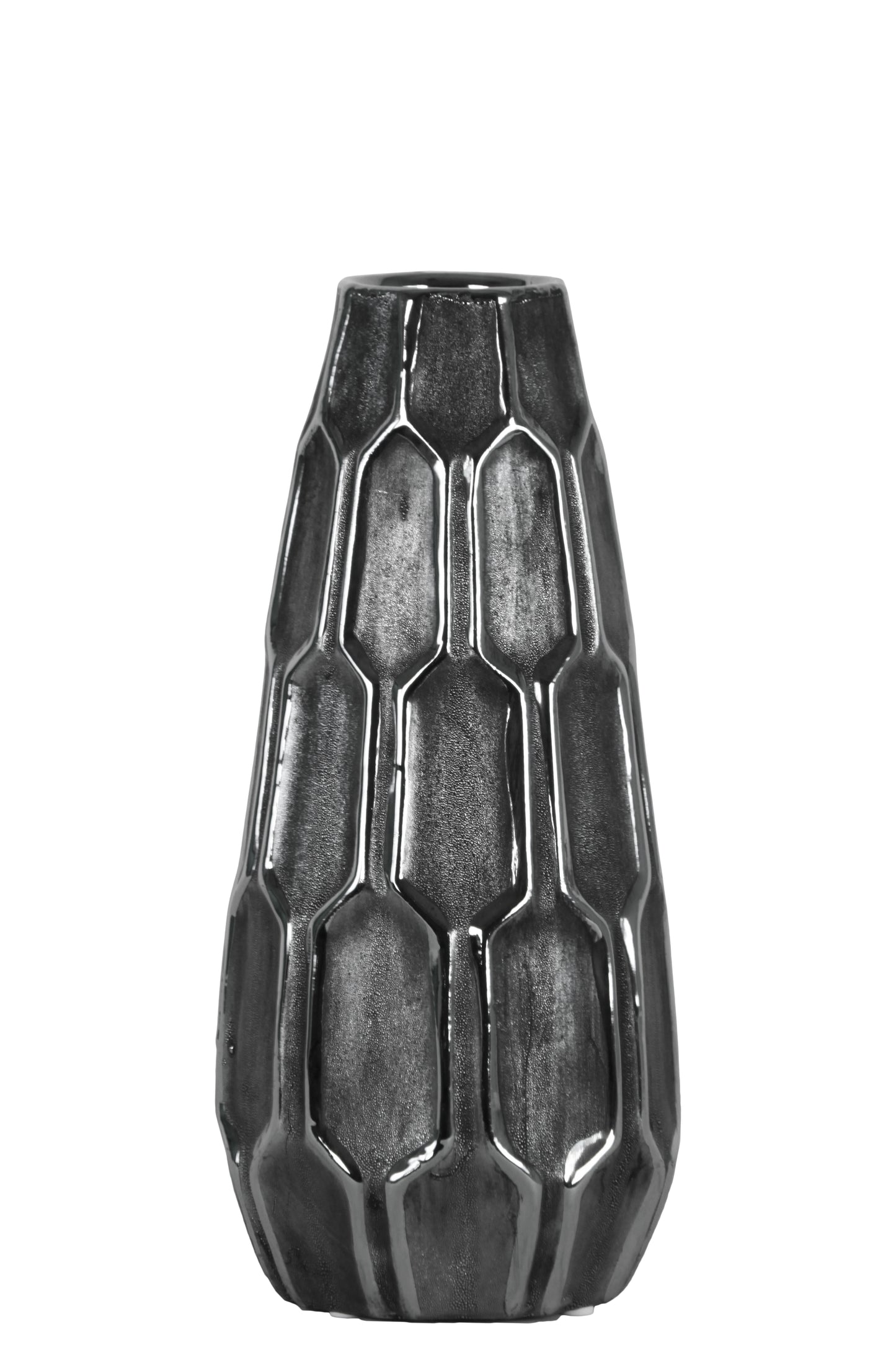 Ceramic Vase Distressed Finish Silver