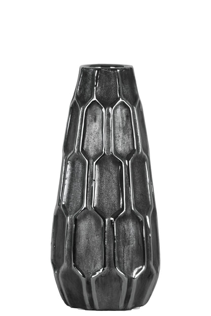Ceramic Vase Distressed Finish Silver