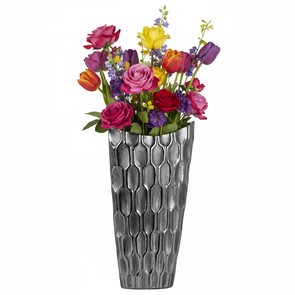 Niven Honeycomb Oval Metallic Vase