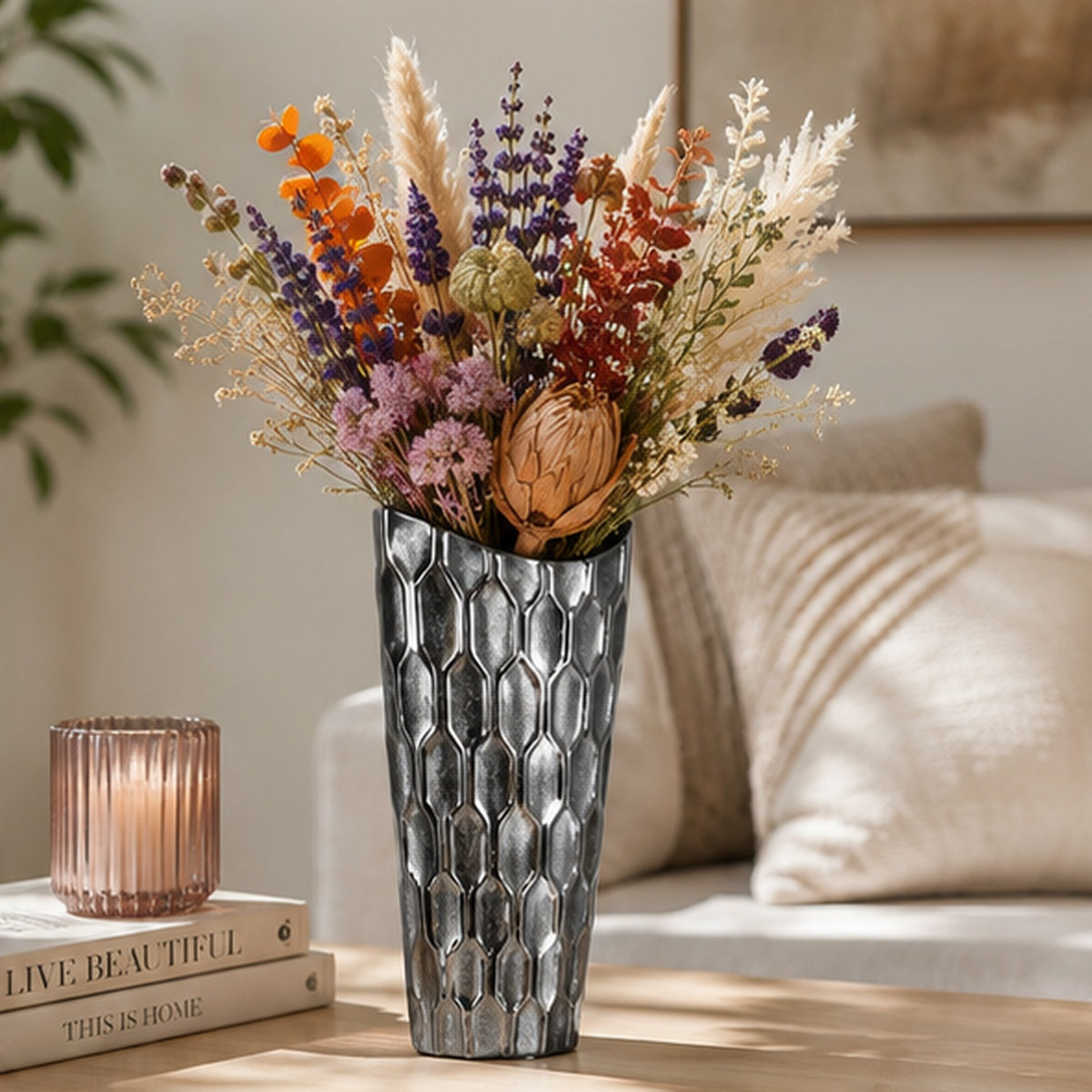 Niven Honeycomb Oval Metallic Vase