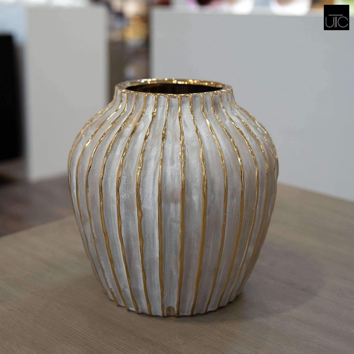 Darice Ribbed Ceramic Decorative Vase
