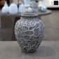 Yeva Ovoid Cement Vase with Diamond-Lattice Texture