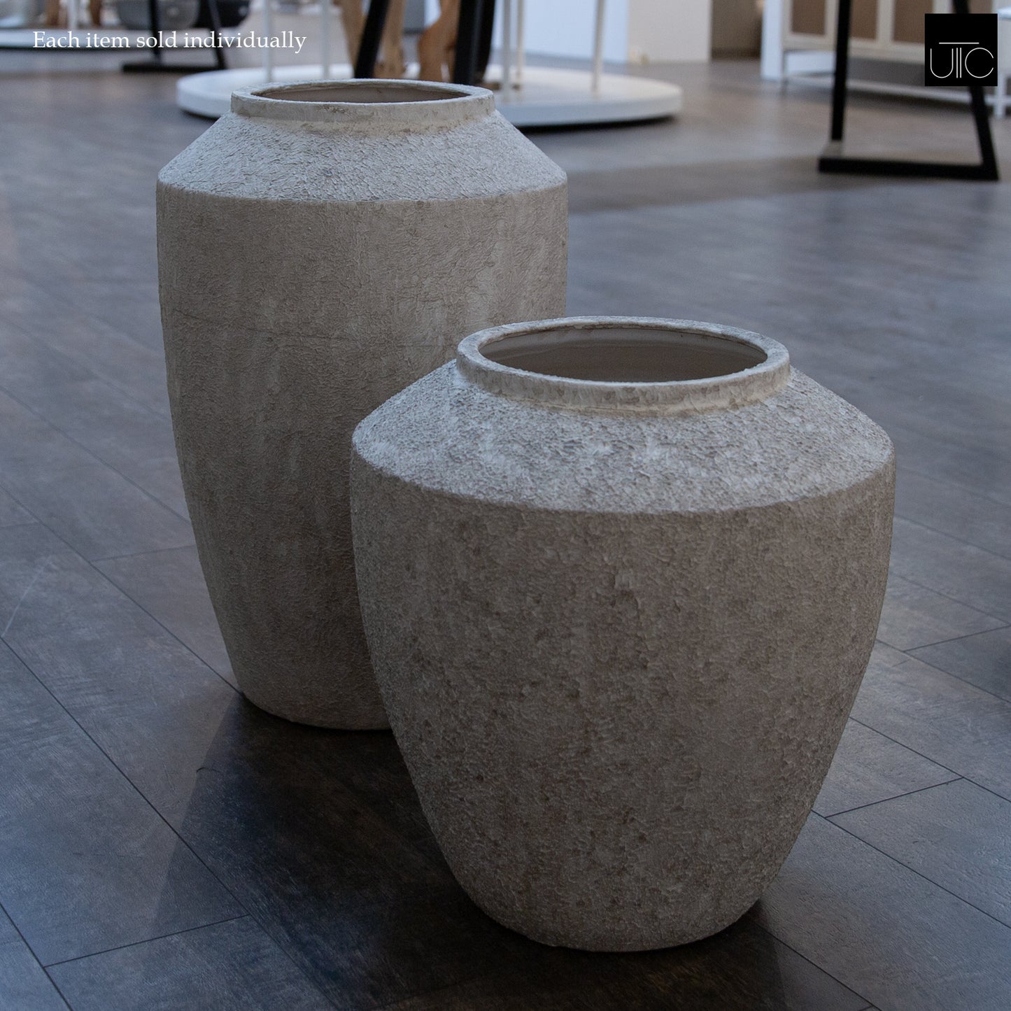 Kora Handcrafted Tapered Urn-Style Ceramic Floor Vase