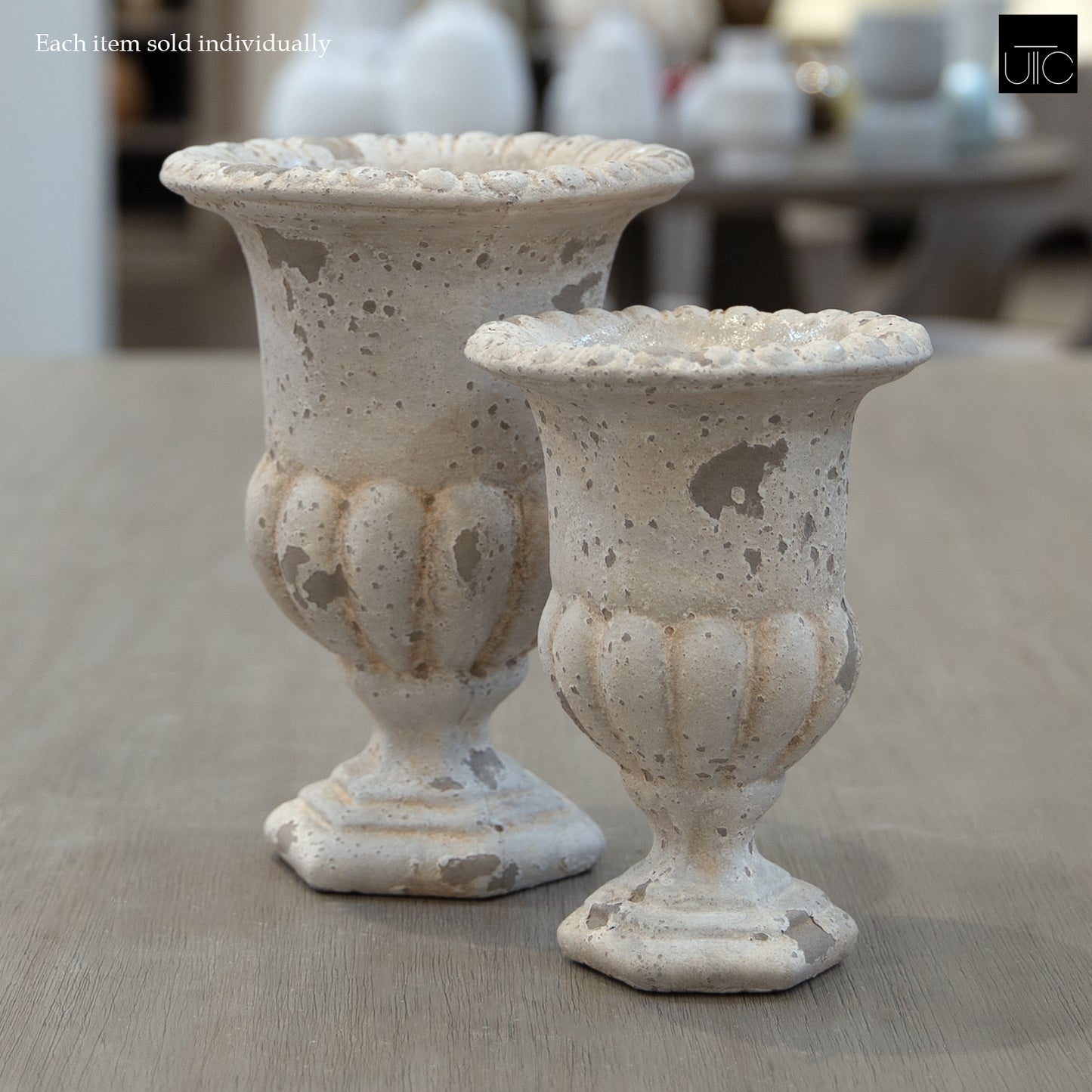 Evgeny Fluted Pedestal Urn Planter with Petal Rim