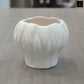 Aliona Bulbous Clay Planter with Wavy Rim & Vertical Ridges