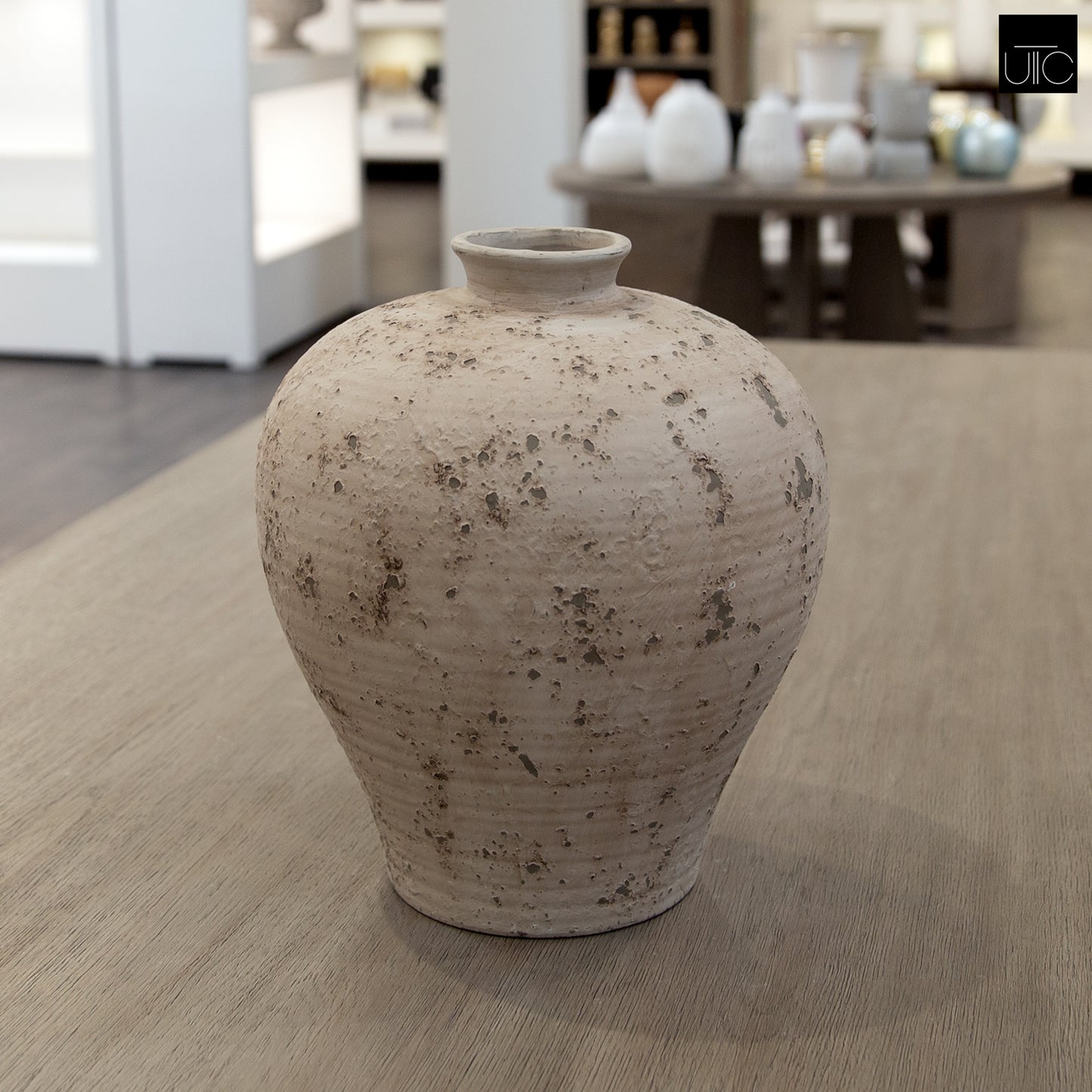 Lilya Weathered Ovoid Cement Vase
