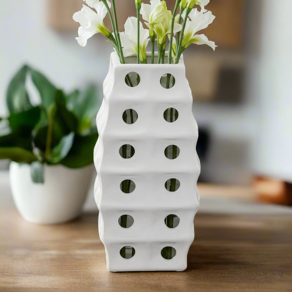 Kaida Chrome Cutout Ceramic Vase