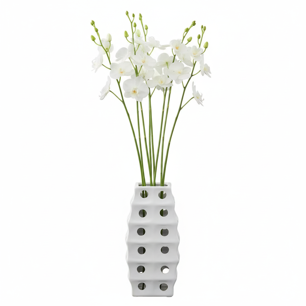 Kaida Chrome Cutout Ceramic Vase