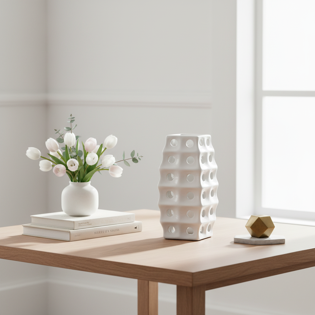 Kaida Chrome Cutout Ceramic Vase