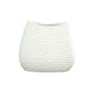 Mika Ceramic Oval Vase with Bent Lip and Pressed Hexagon Design