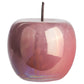 A polished pearlescent finish ceramic apple figurine with a stem.