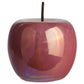Iridescent apple-shaped object on a white background