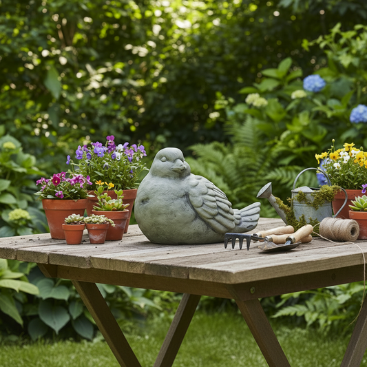 Lorne Cement Sitting Bird Figurine