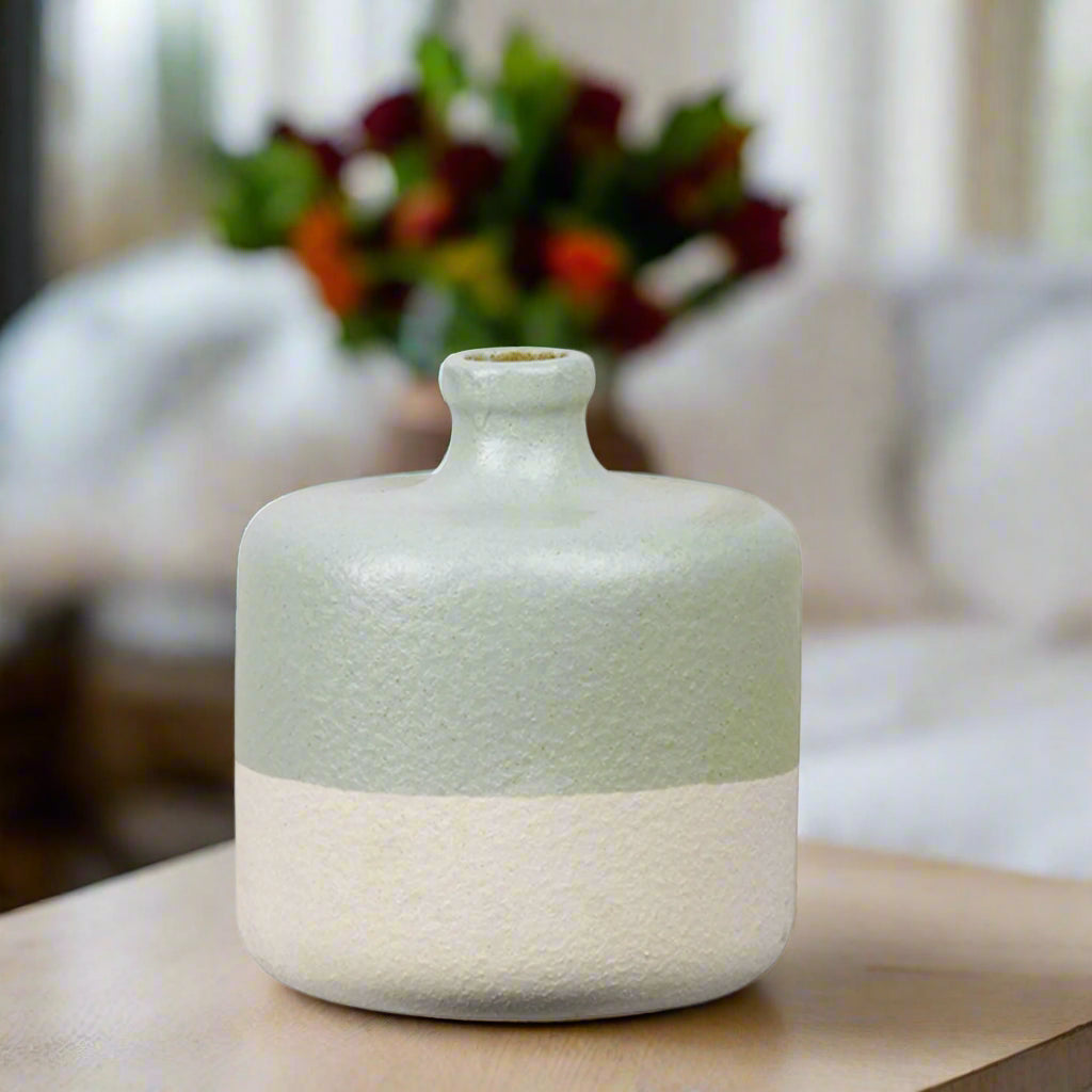 Maelle Speckled Round Ceramic Vase