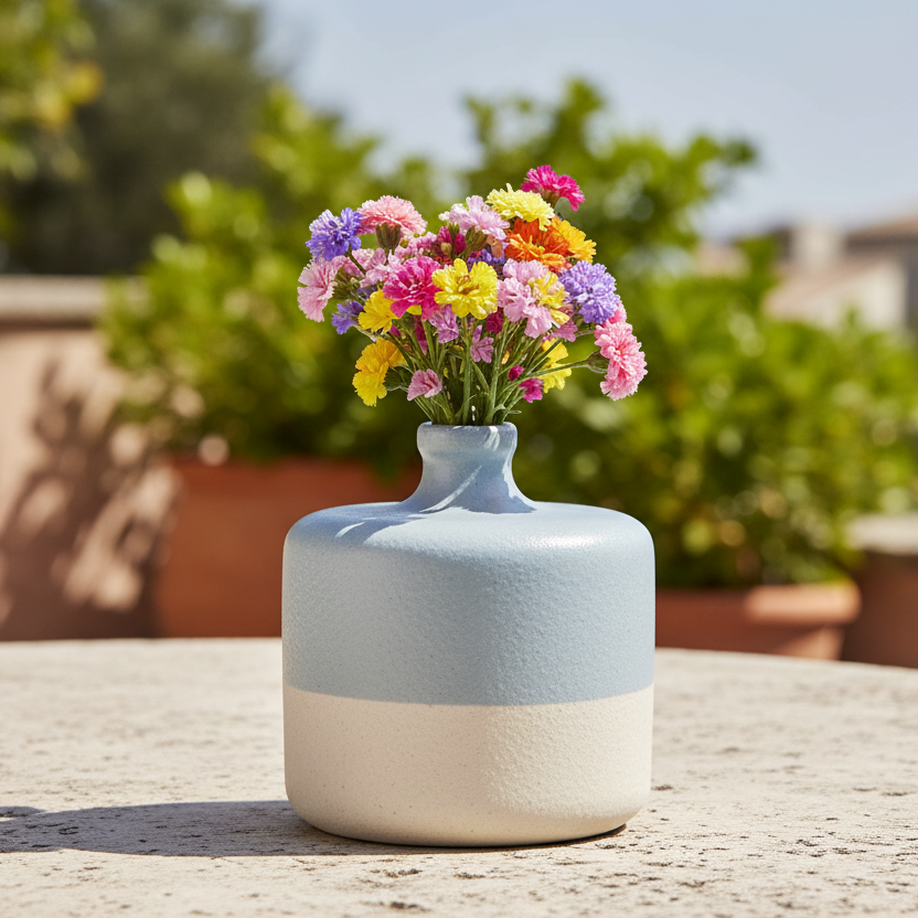 Maelle Speckled Round Ceramic Vase
