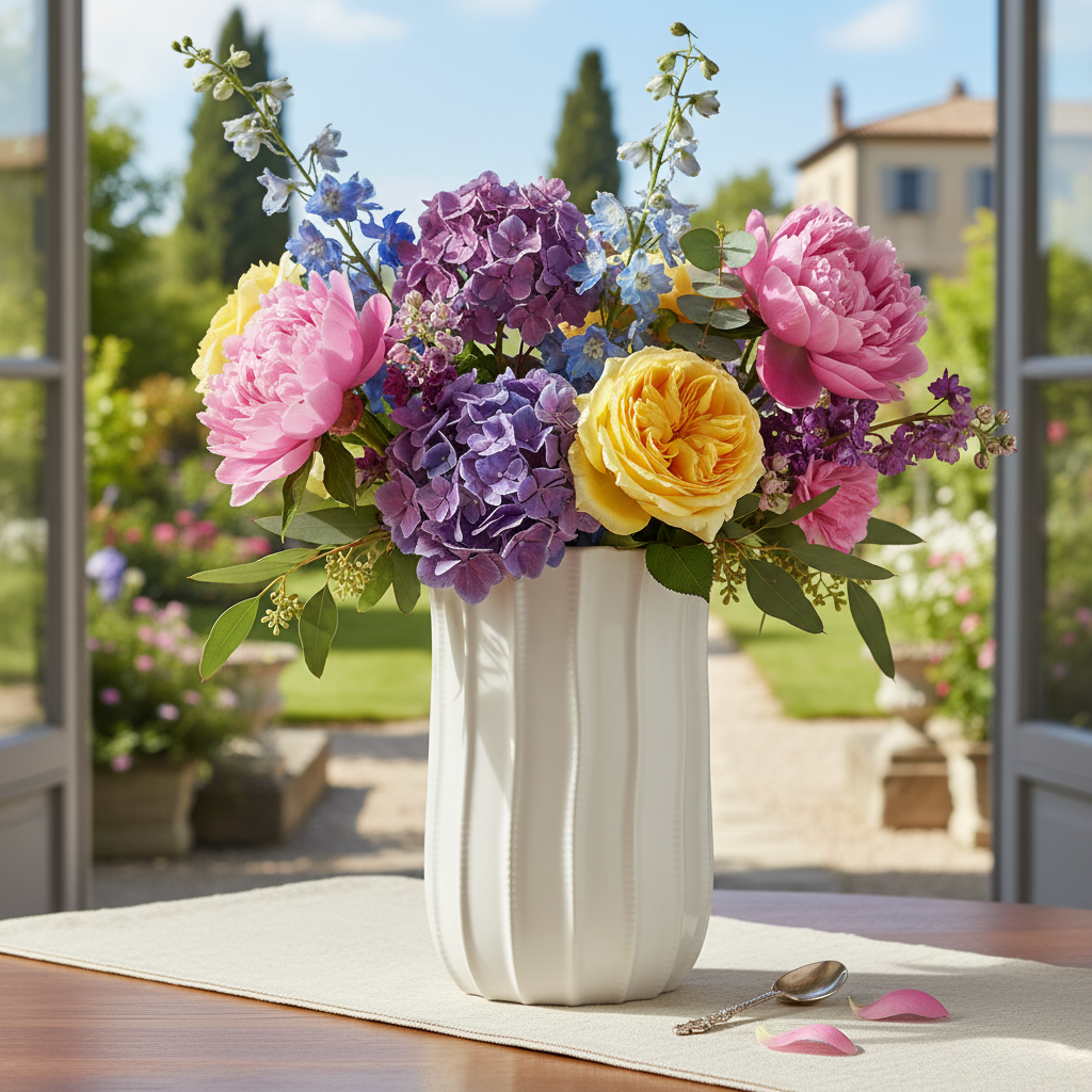 Pene Ceramic Tall Oval Vase
