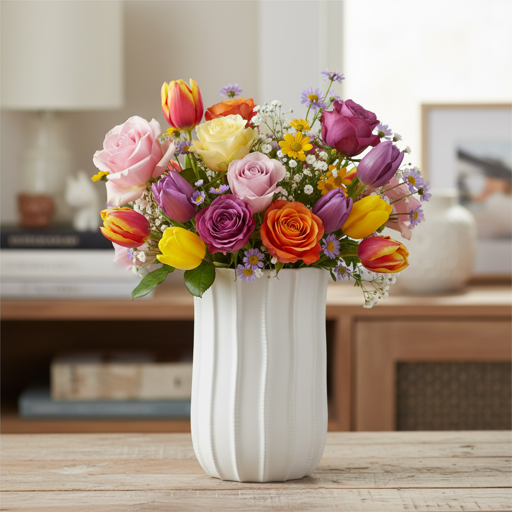 Pene Ceramic Tall Oval Vase