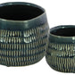Ceramic Short Bellied Round Vase Set of Two Gloss Finish Blue