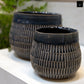 Ceramic Short Bellied Round Vase Set of Two Gloss Finish Blue