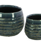 Ceramic Short Bellied Round Vase Set of Two Gloss Finish Blue