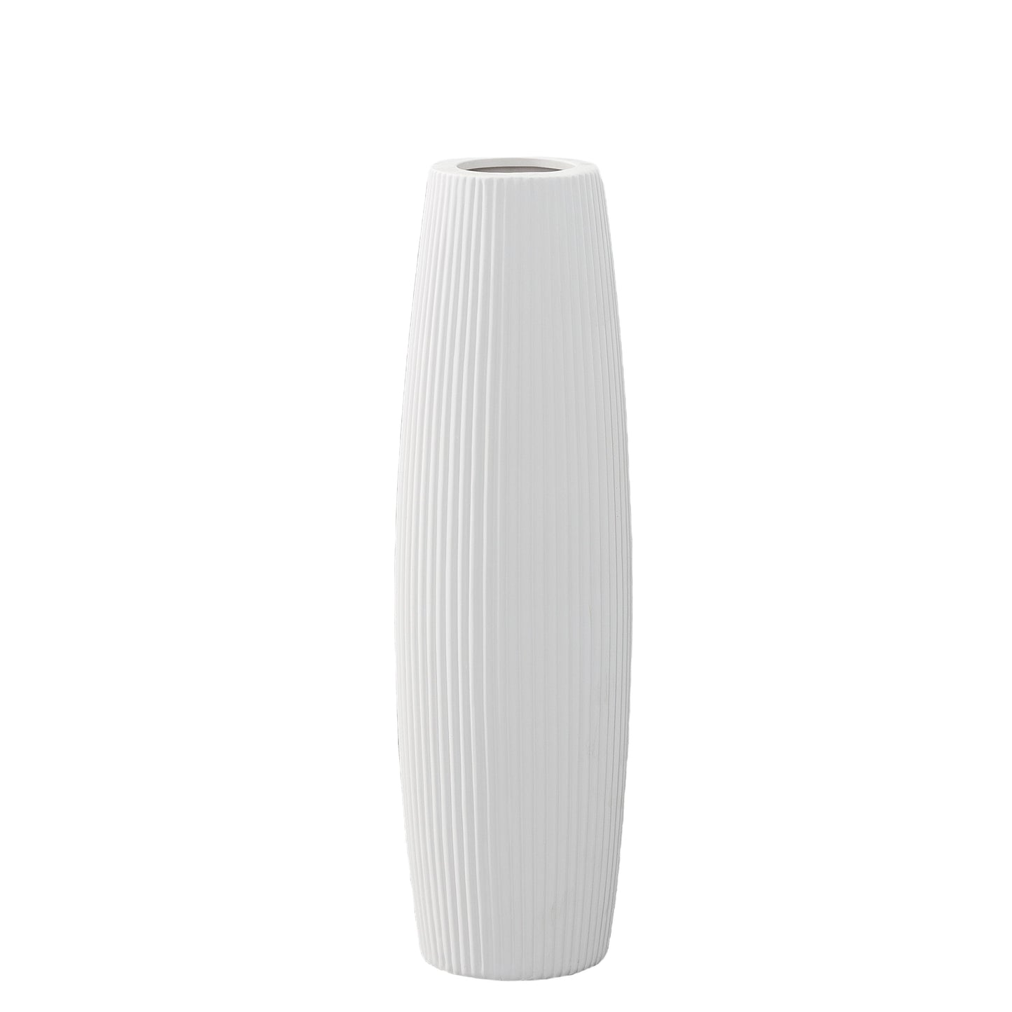 Carlisha Ceramic Bellied Round Vase with Ribbed Design and Tapered Bottom