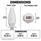 A dimension diagram showing a white faceted plastic bag or container from front and top views, with labeled measurements for height 16.25 in, width 6.