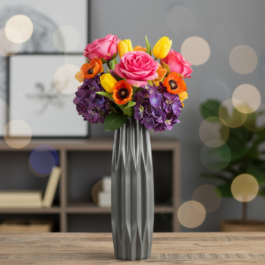 Leelie Ceramic Patterned Bellied Round Vase