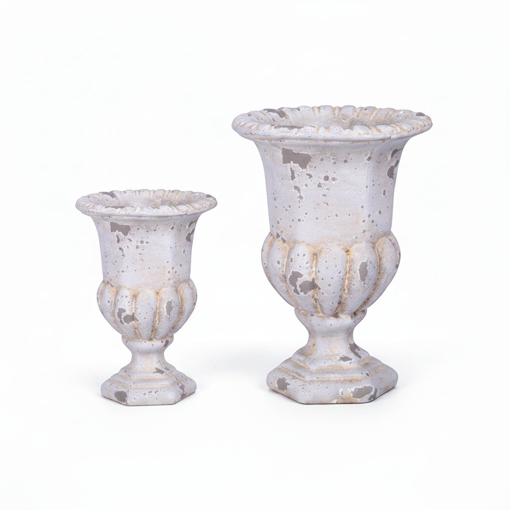 Evgeny Fluted Pedestal Urn Planter with Petal Rim