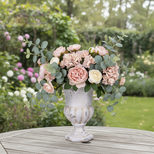 Evgeny Fluted Pedestal Urn Planter with Petal Rim
