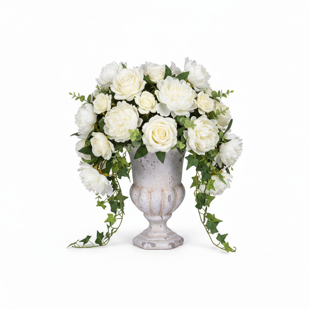 Evgeny Fluted Pedestal Urn Planter with Petal Rim