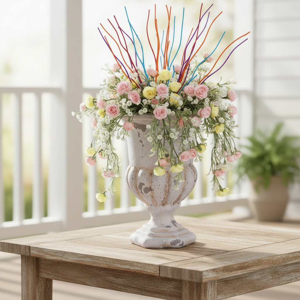 Evgeny Fluted Pedestal Urn Planter with Petal Rim